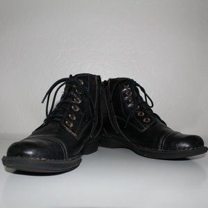 clarks black leather booties